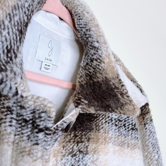 ⚡️SOLD⚡️ joie windowpane plaid woven long shirt jacket - size medium - Picture 2 of 7